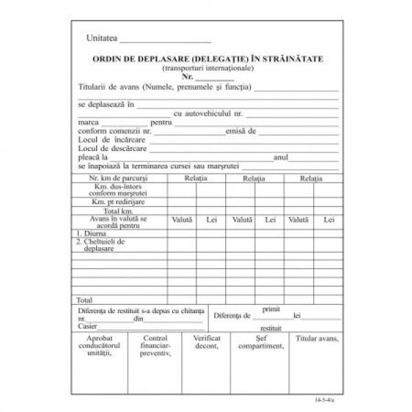 ORDIN DE DEPLASARE IN STRAINATATE A5 ORDIN DE DEPLASARE IN STRAINATATE A5